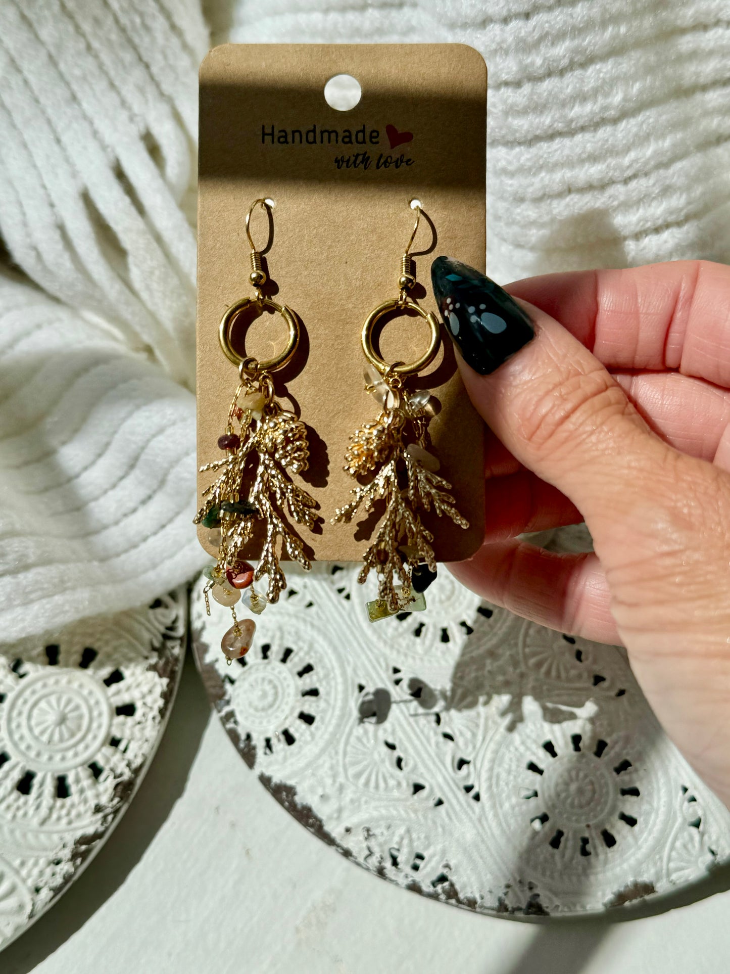 Crystal Chip Pinecone Earrings
