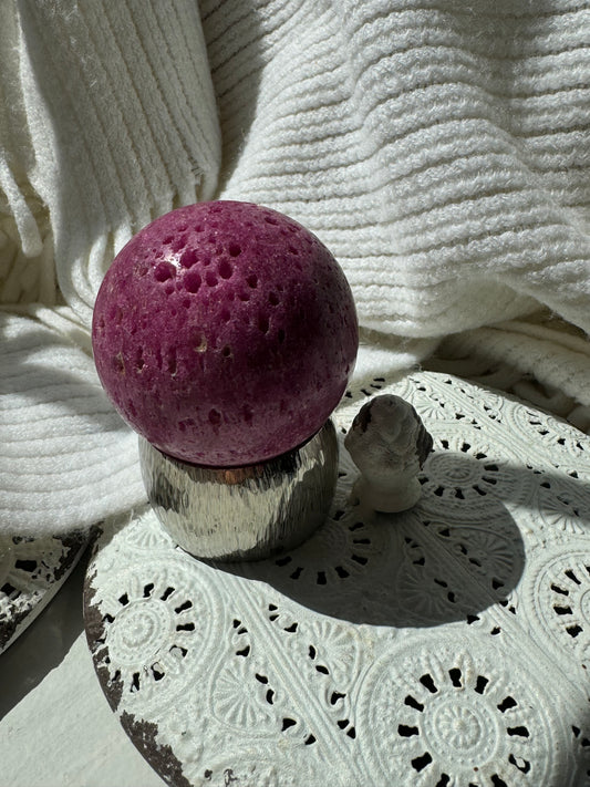 Honey Comb Ruby Sphere with Stand