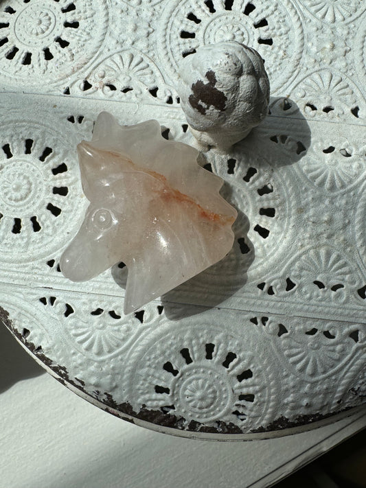 Fire Quartz Horse Carving
