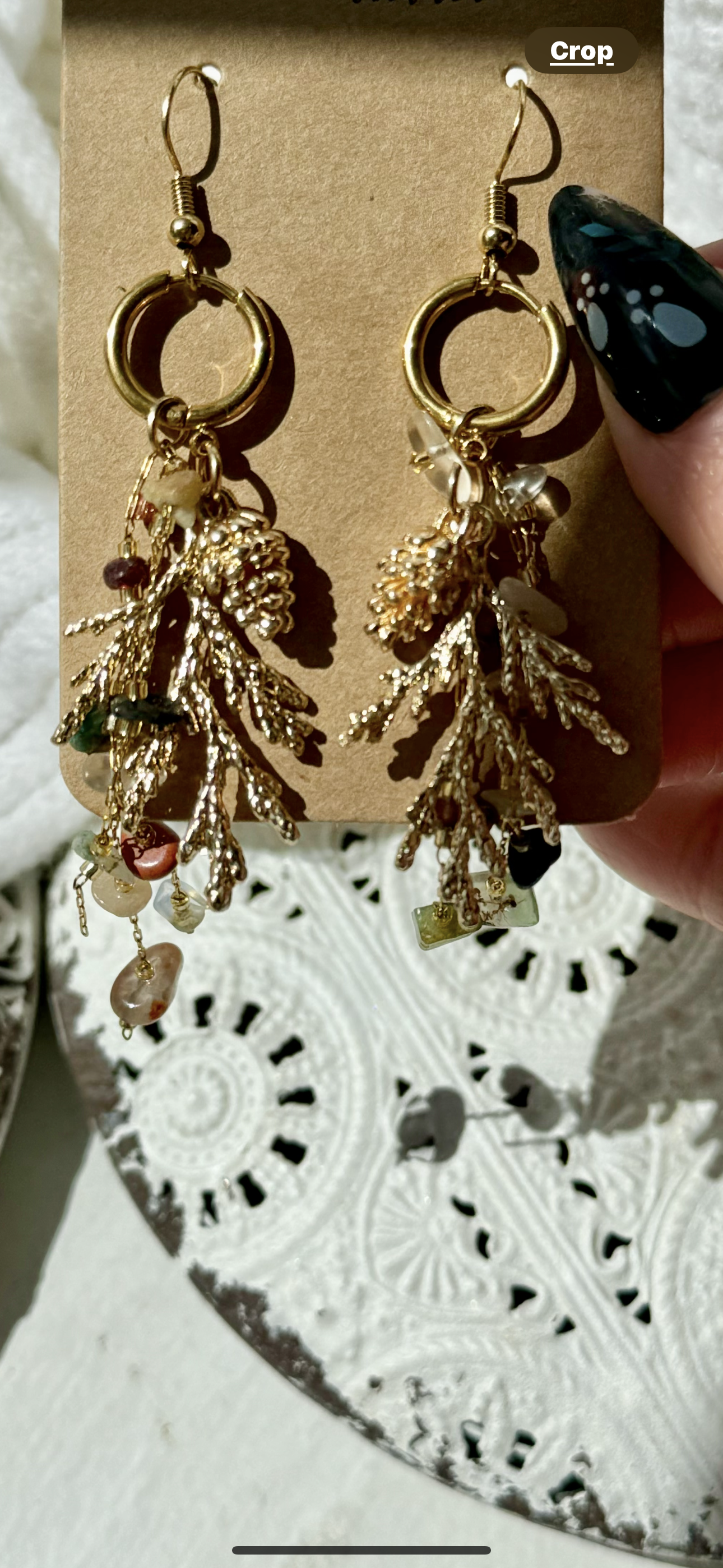 Crystal Chip Pinecone Earrings