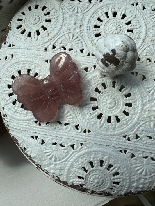 Strawberry Quartz Butterfly