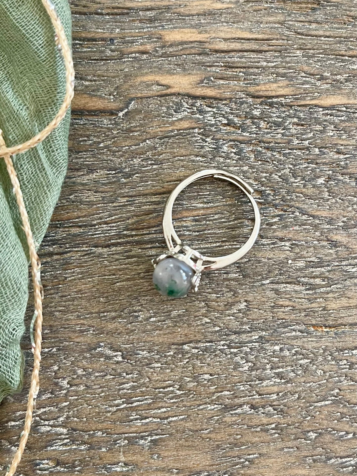 Moss Agate Adjustable Spinner Ring