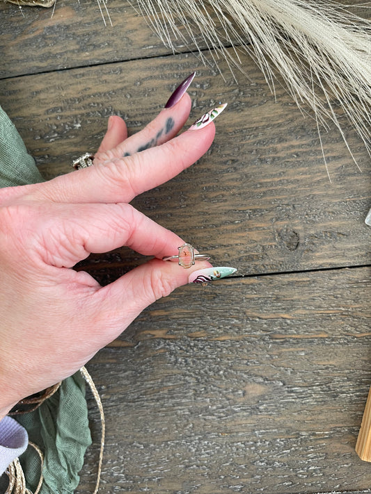 Red Angel Hair Quartz with Garden Adjustable Ring
