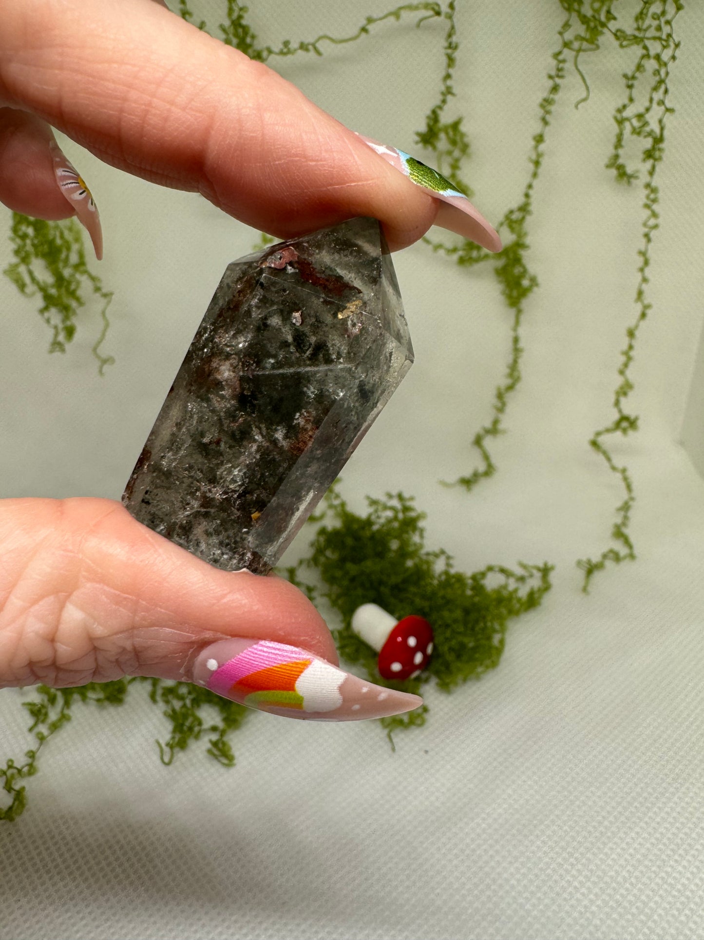 Gorgeous Smoky Garden Quartz Point with Rainbow Inclusion