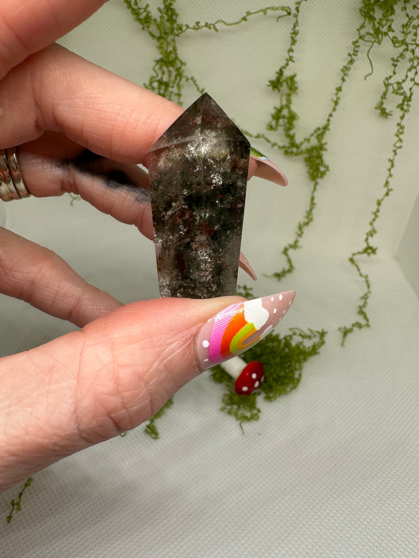 Gorgeous Smoky Garden Quartz Point with Rainbow Inclusion