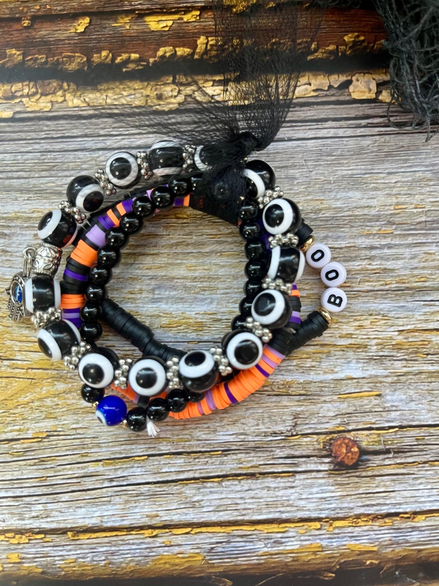 Halloween Crystal Evil Eye Stack