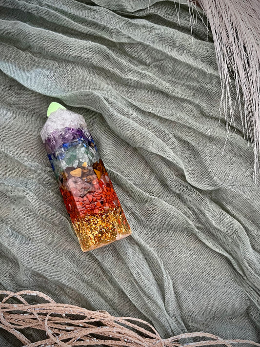 Crystal Chip Chakra Resin Tower