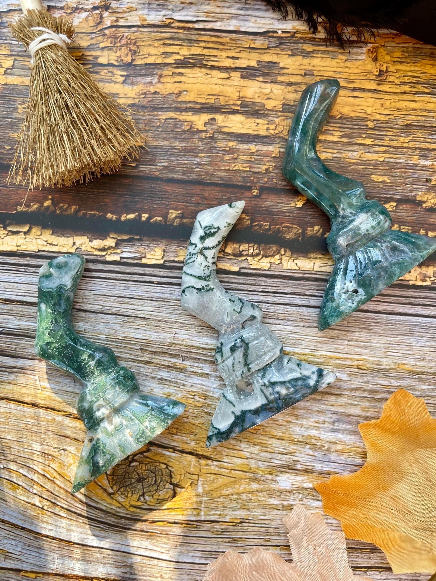 Moss Agate Witch Brooms