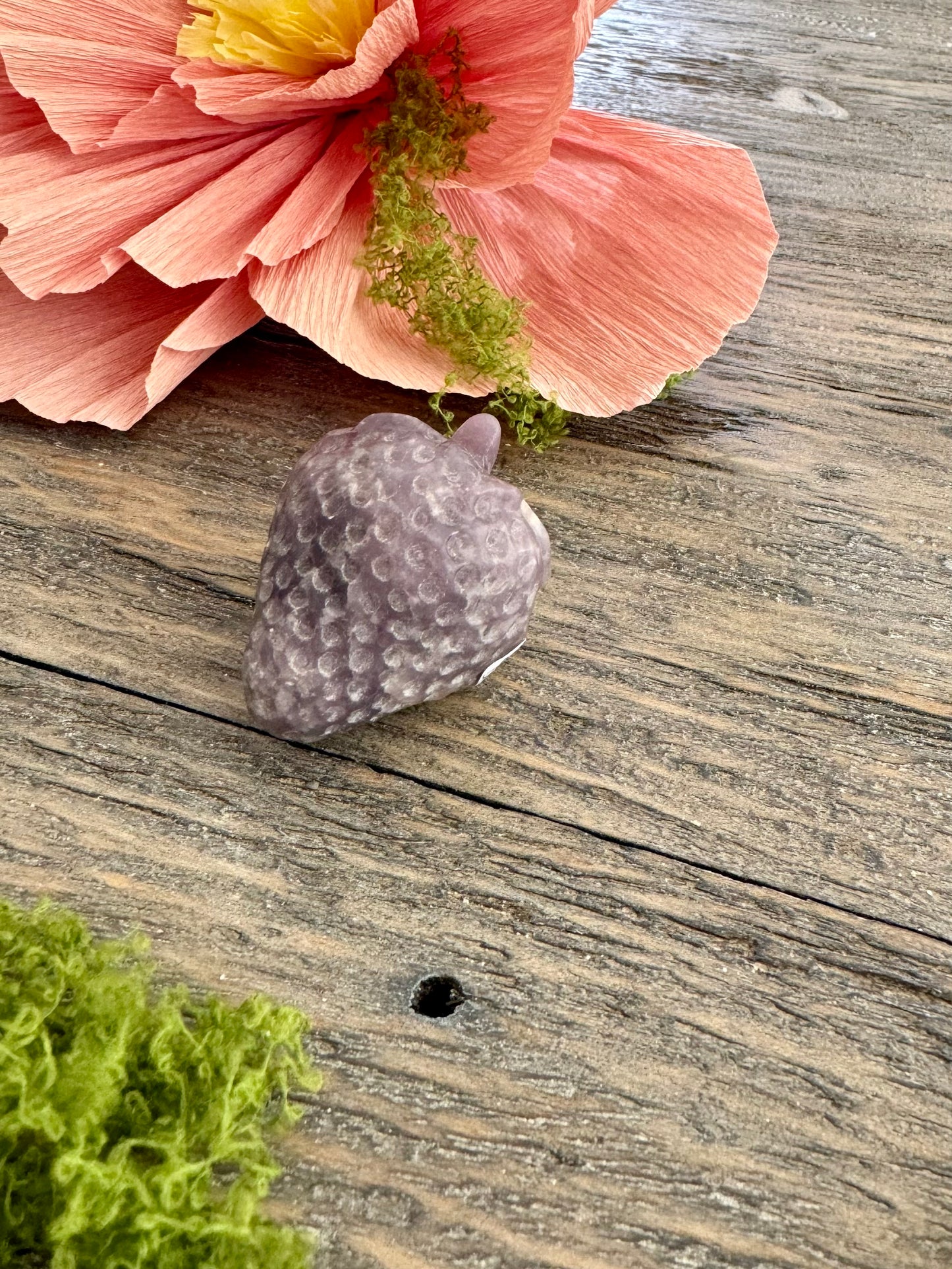 Lepidolite Strawberry Carving