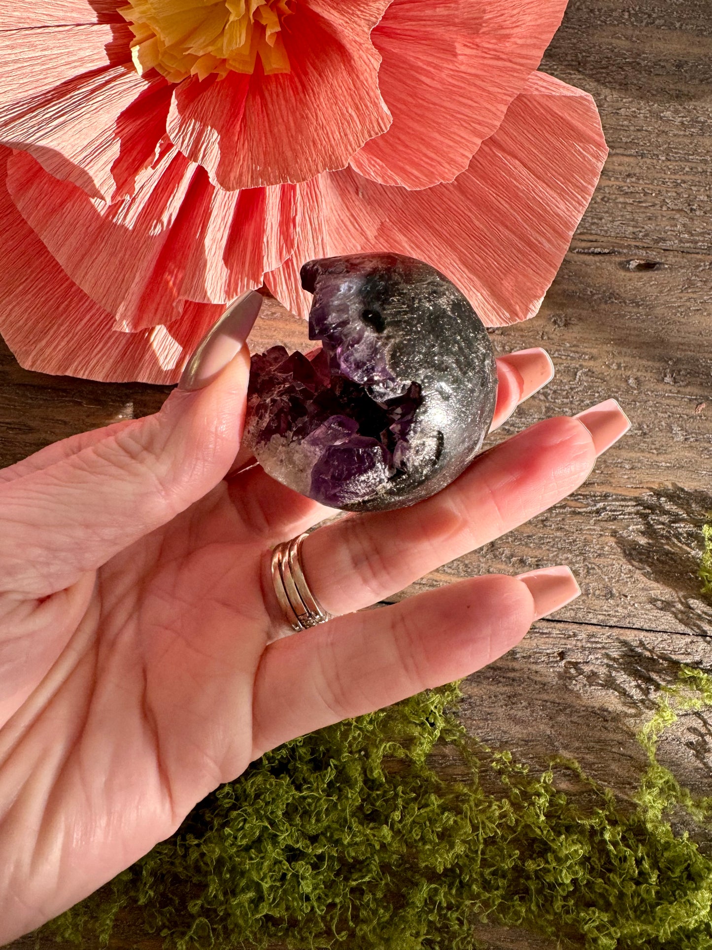 Amethyst Cluster Sphere w Stand