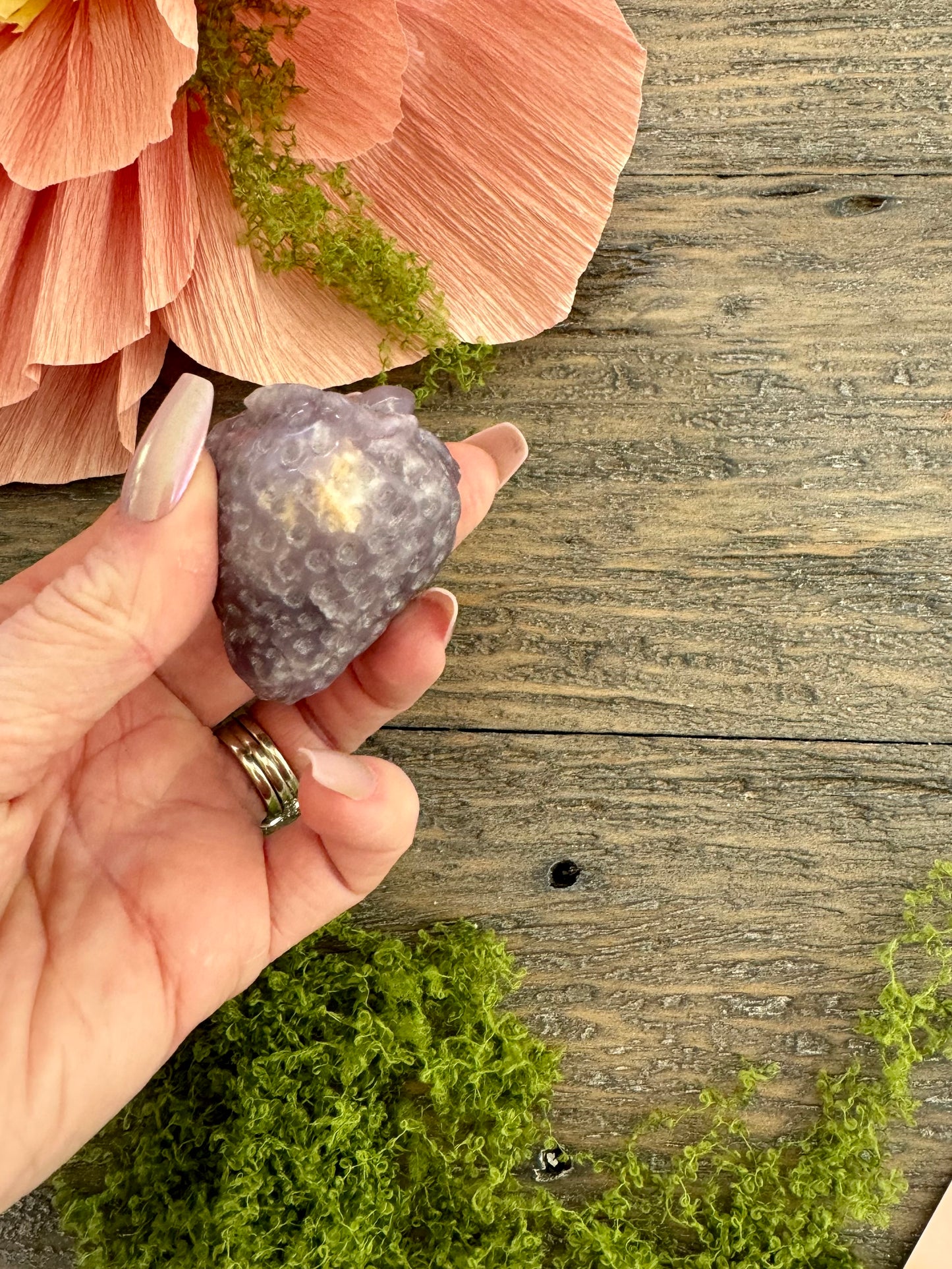 Lepidolite Strawberry Carving