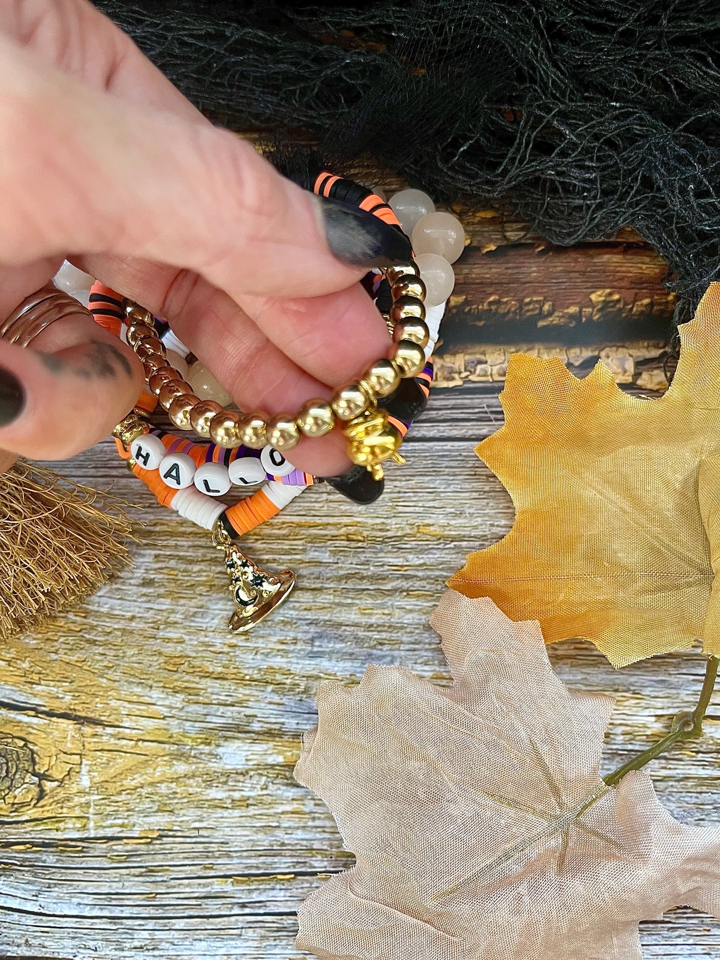 Halloween Peach Agate Stack