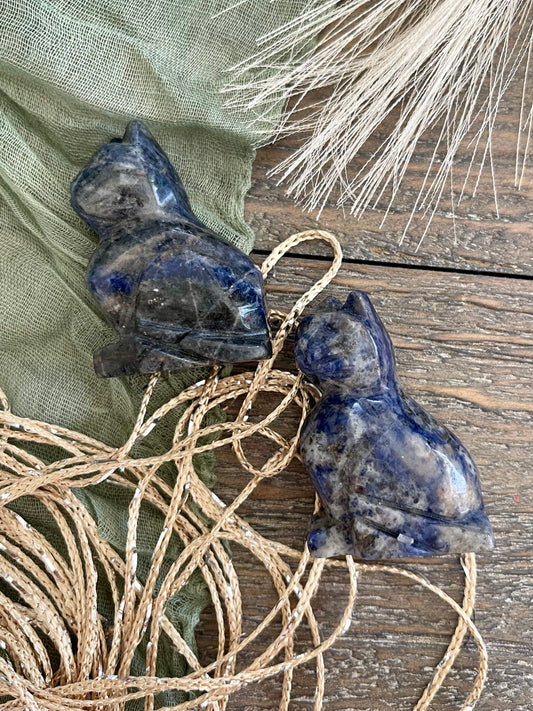 Sodalite Cat Carvings