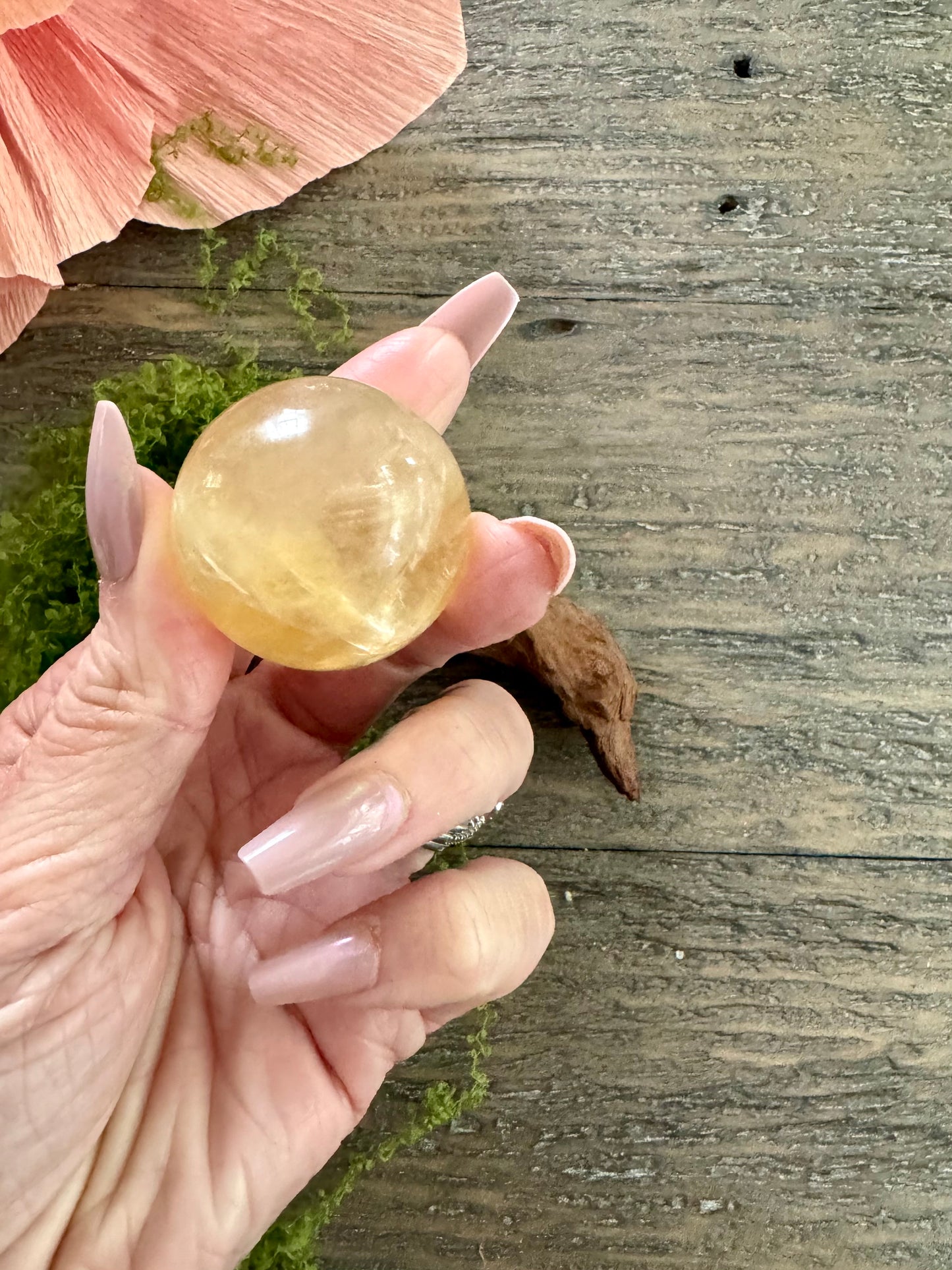 Enchanted Crystal Sweets:High Quality Honey Calcite Mini Cake Stand w WOOD STAND!