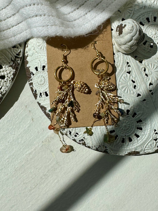 Crystal Chip Pinecone Earrings