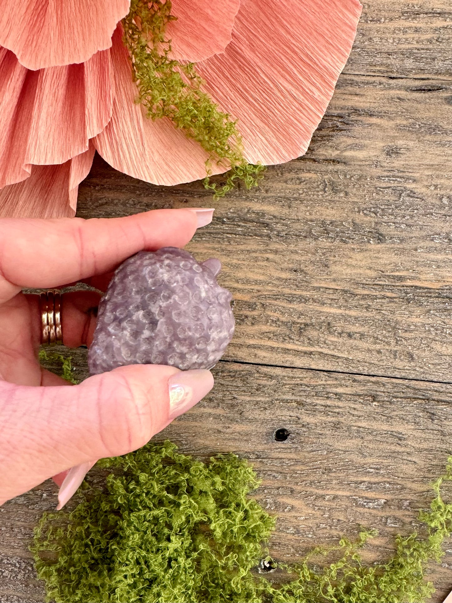 Lepidolite Strawberry Carving