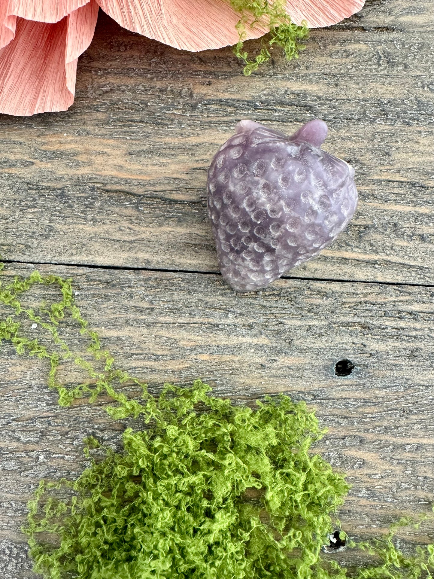 Lepidolite Strawberry Carving