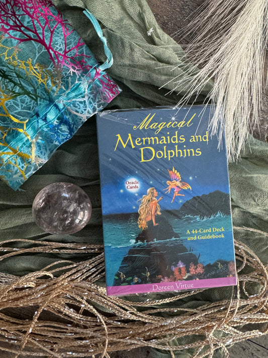 Mermaids and Dolphins Oracle Deck with Smoky Amethyst Large Tumble