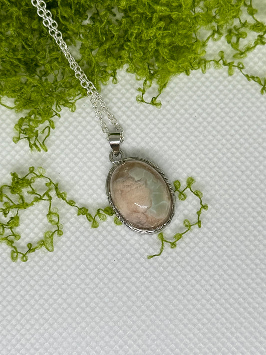 Green Flower Agate Necklace