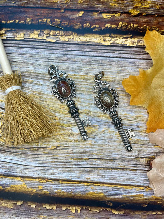 Garden Quartz Skeleton Key Necklace