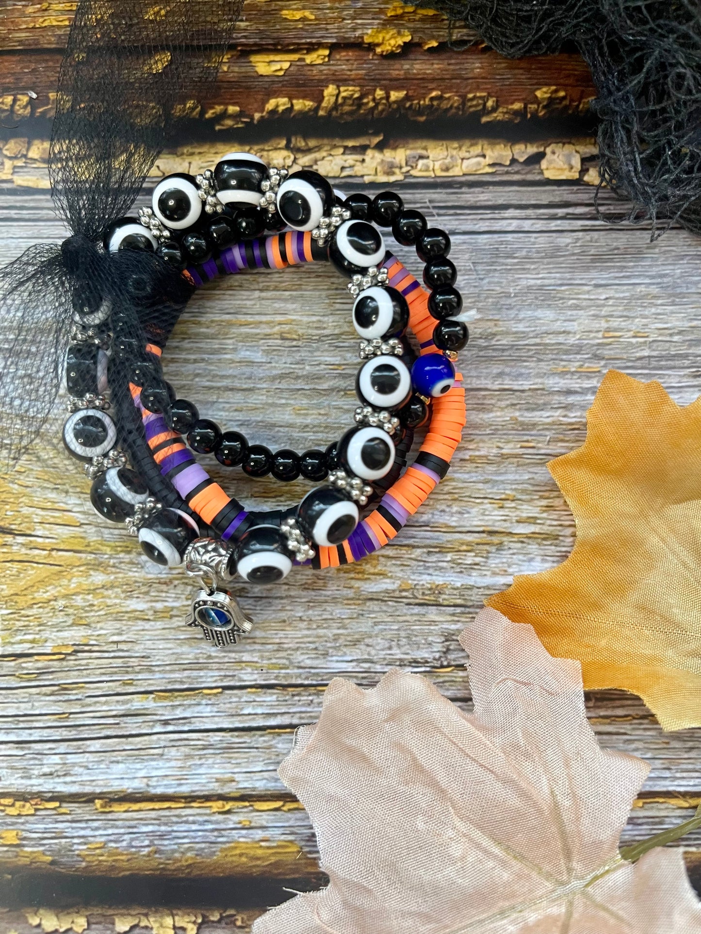 Halloween Crystal Evil Eye Stack