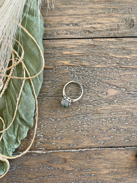 Moss Agate Adjustable Spinner Ring