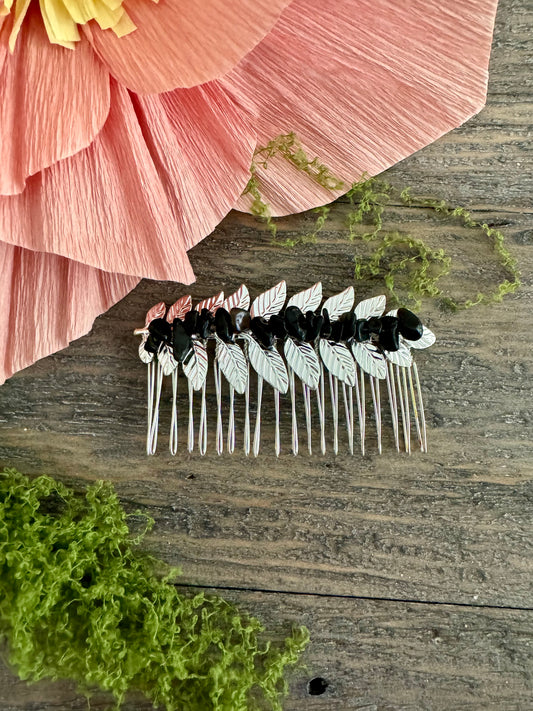 Black Obsidian Hair Comb Pin