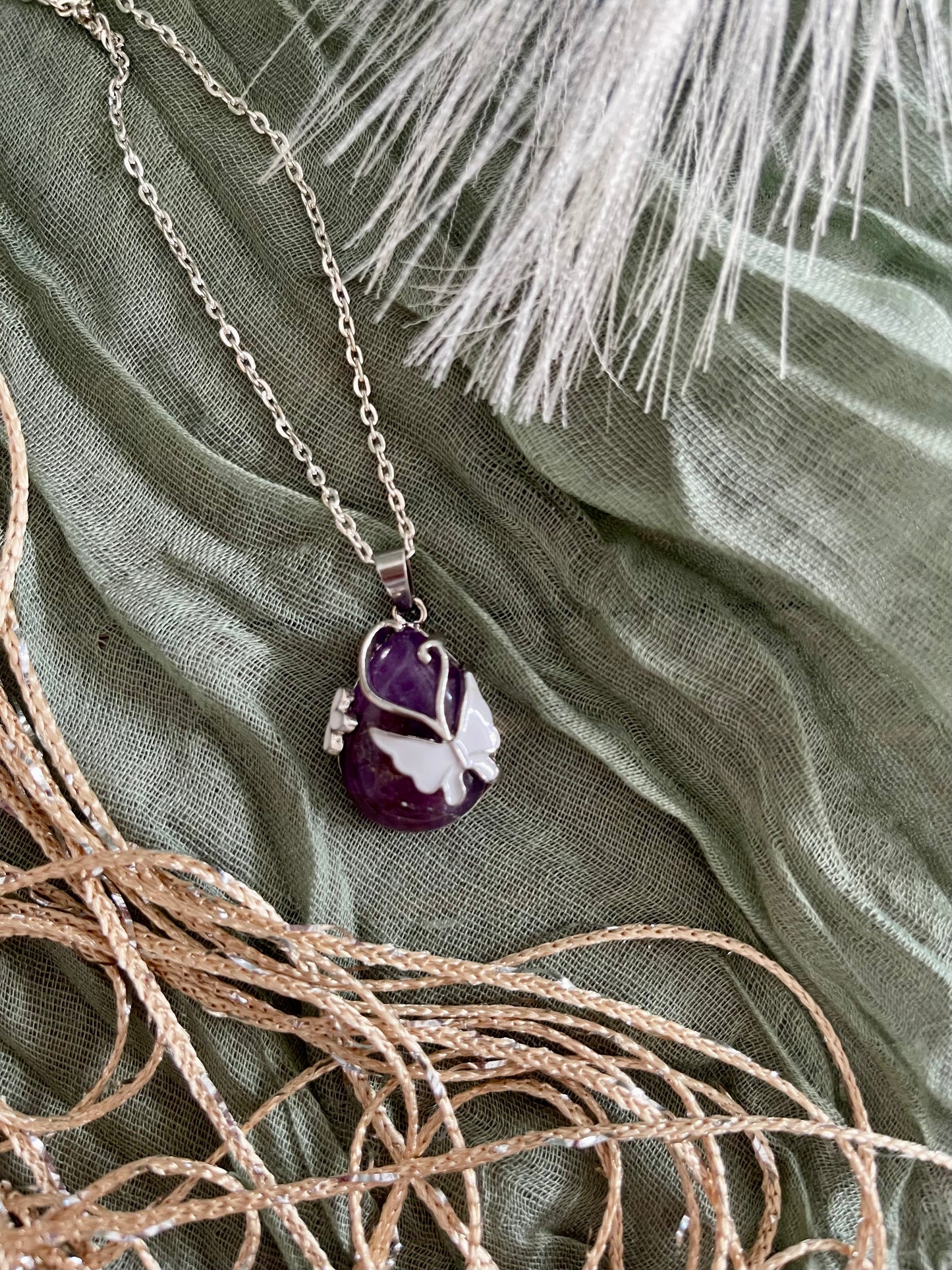 Amethyst Butterfly Necklace