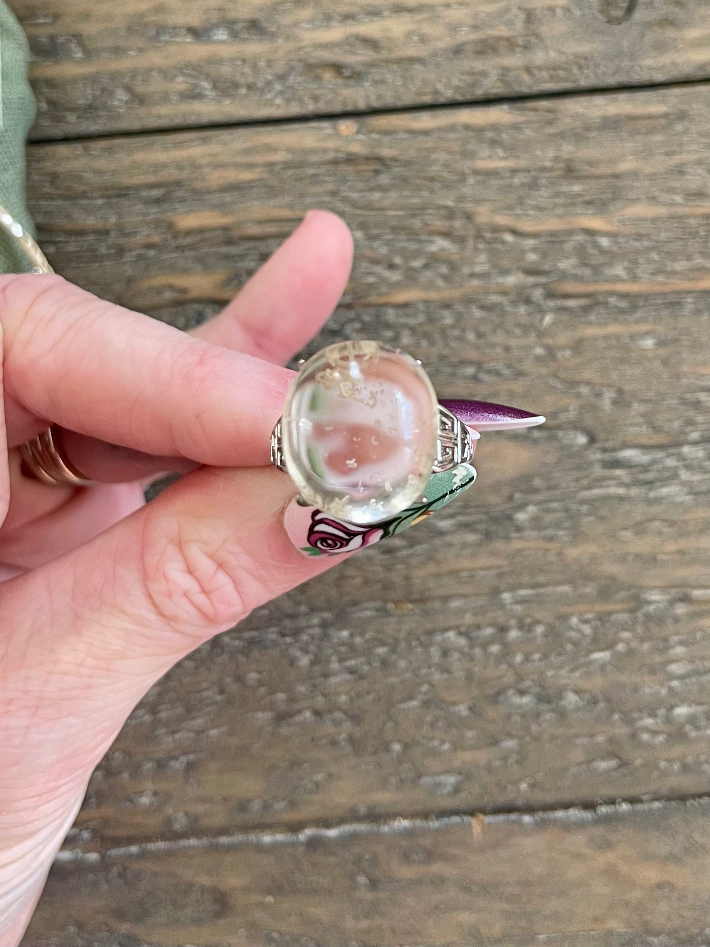 White Garden Quartz Adjustable Ring