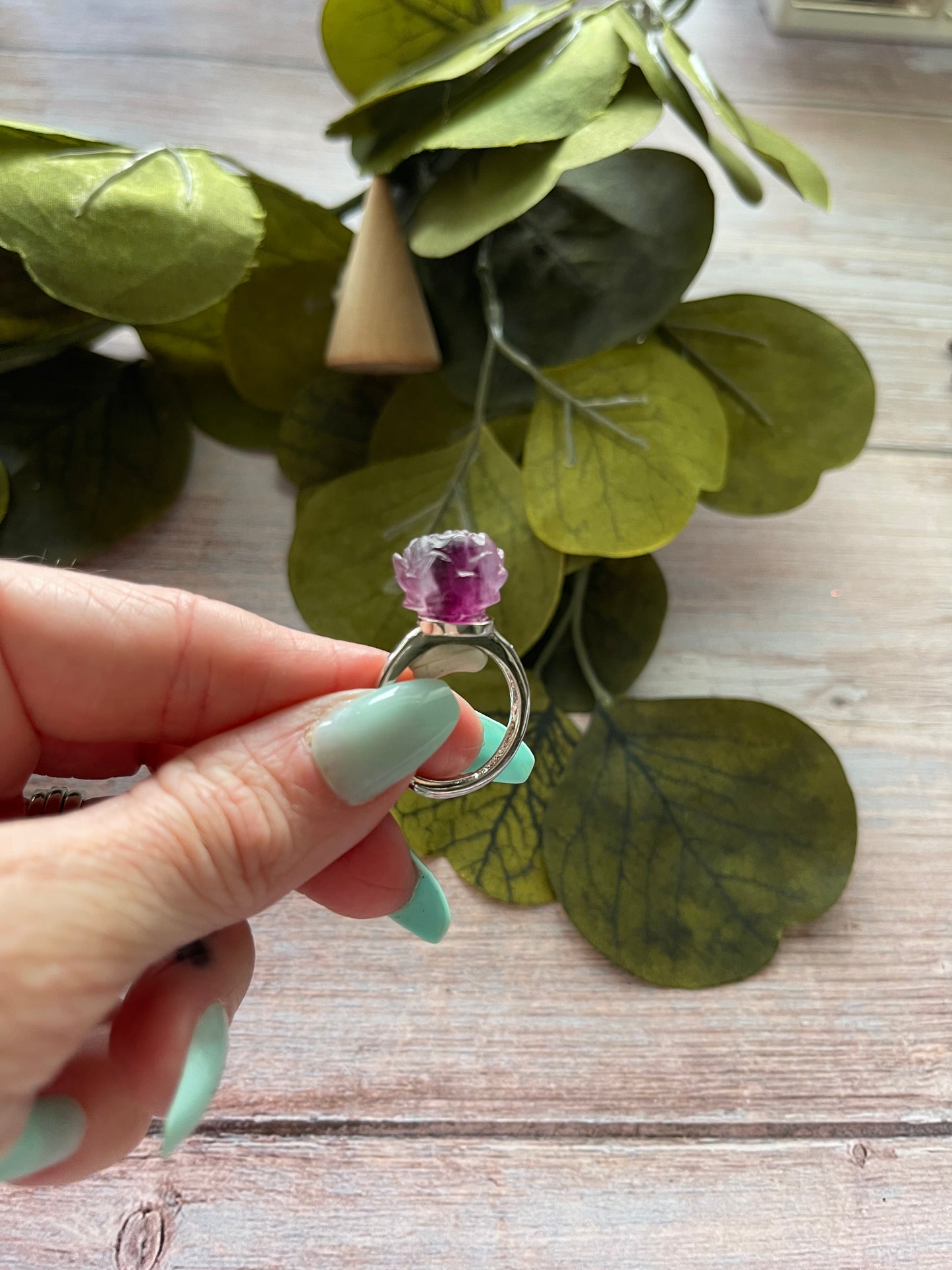 Fluorite Flower Ring