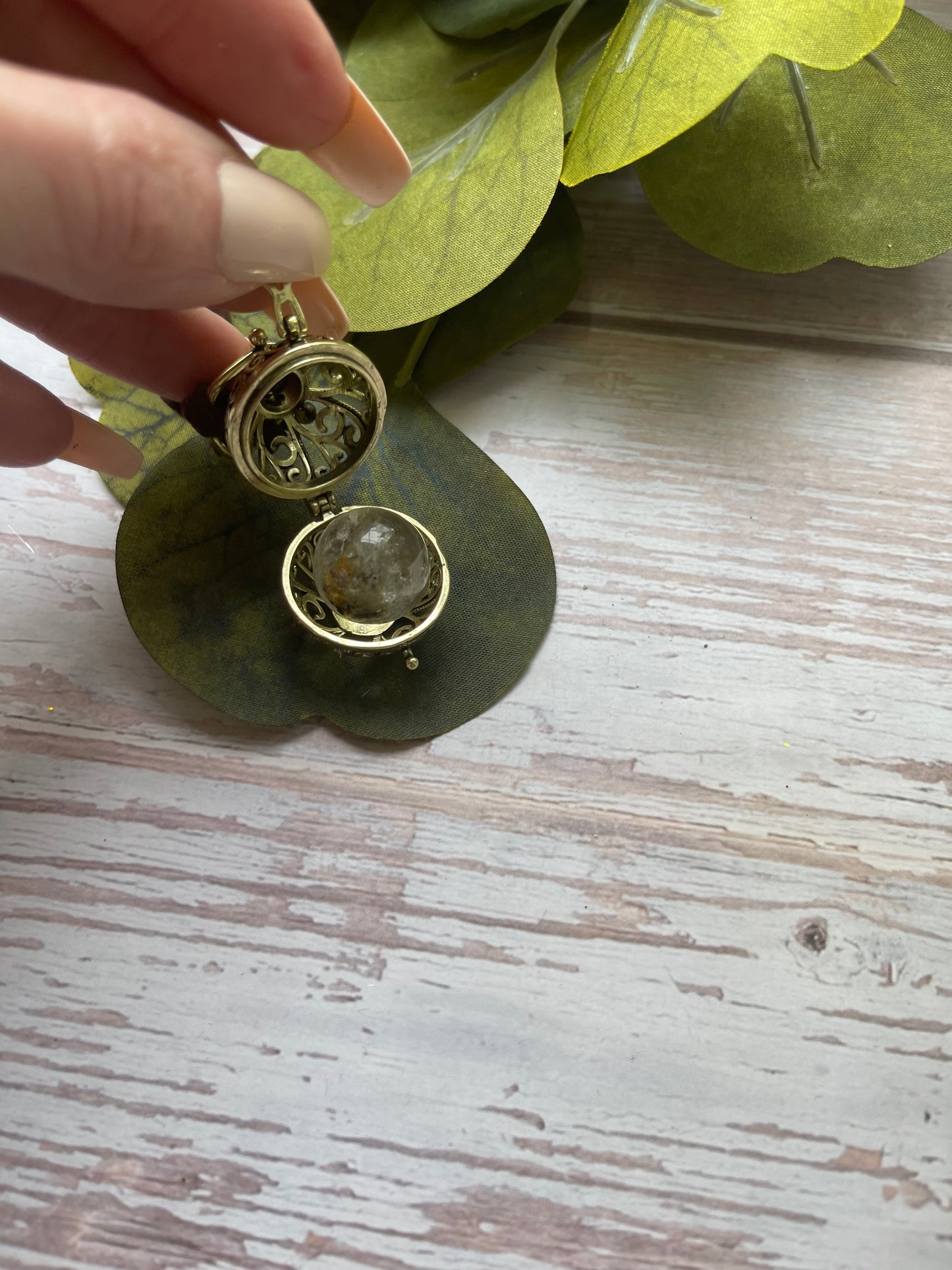 Enchanted Cage Necklace with Garden Quartz and Citrine Mini Spheres