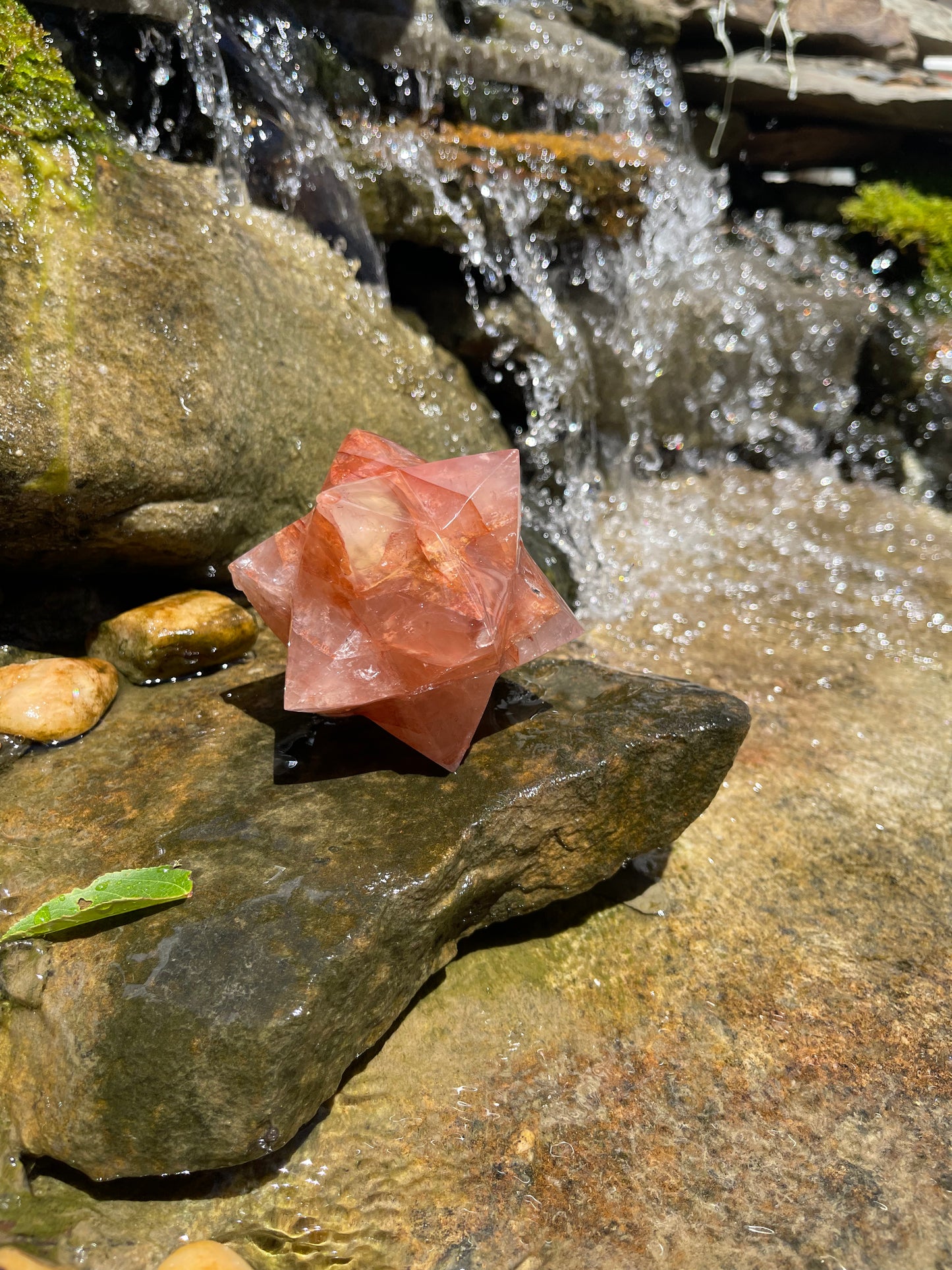 Fire Quartz Merkaba Carving