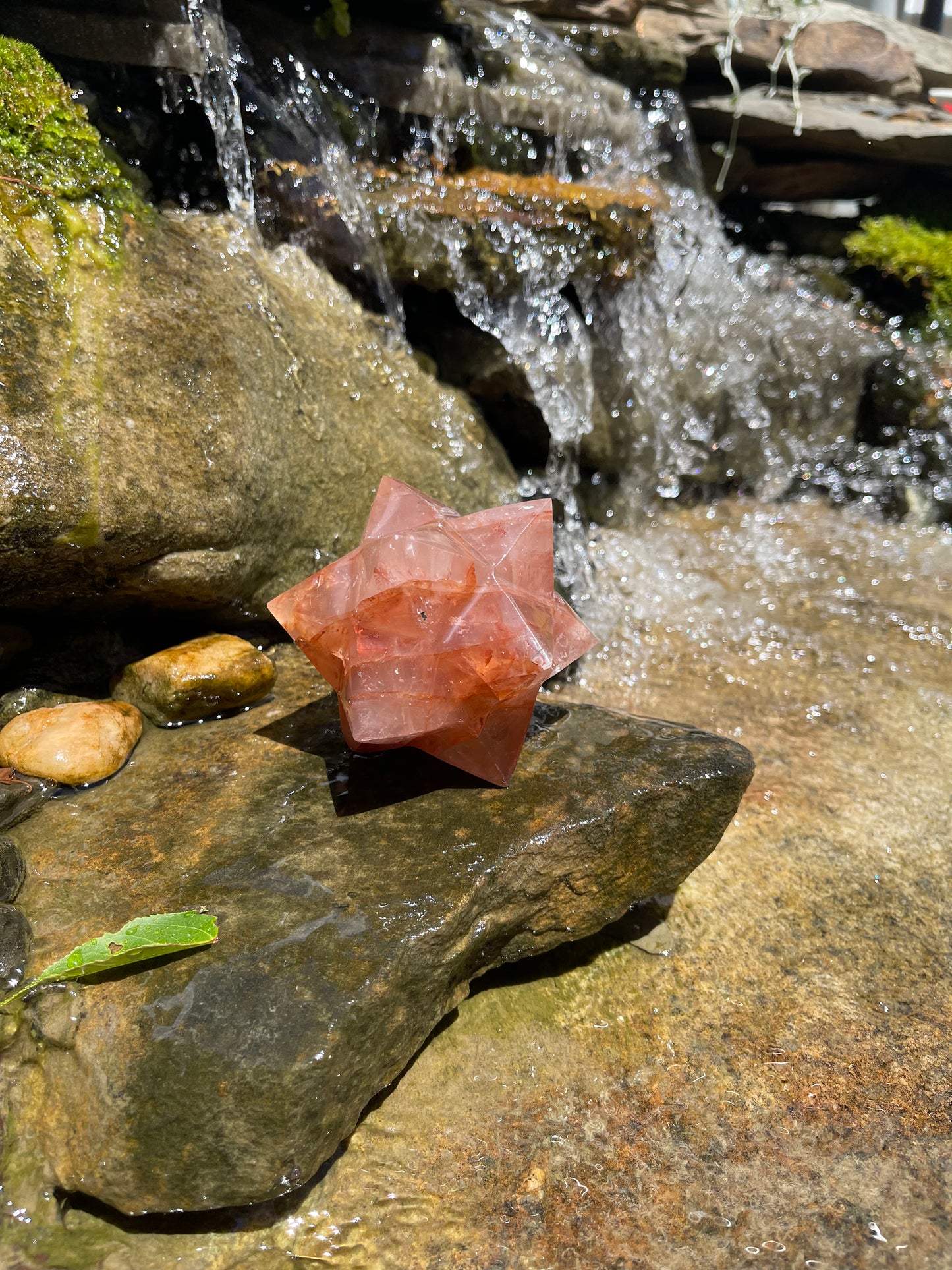 Fire Quartz Merkaba Carving